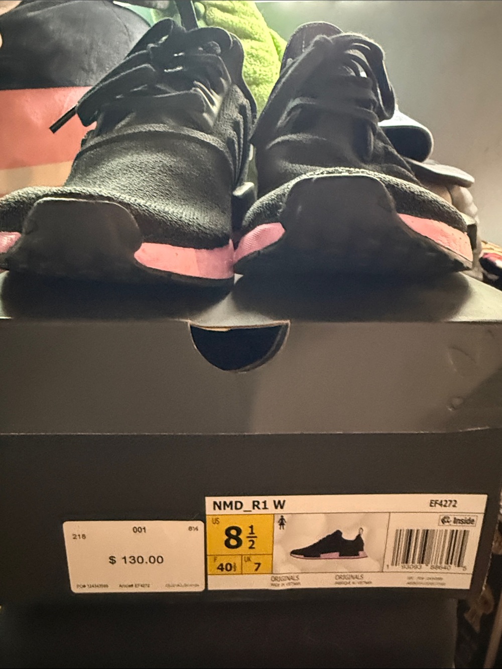 adidas nmd Black with Pink Accent Sneakers